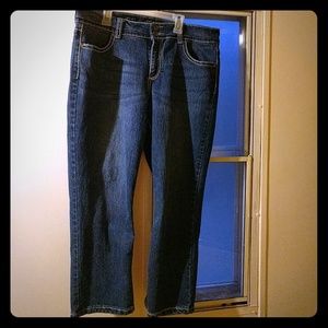 Plus size womens long capri jeans